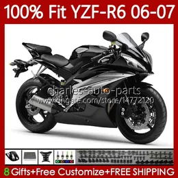 Тело для инъекций формы для Yamaha YZF R 6 600 CC YZF-R6 YZF600 2006-2007 Moto CUDLOWORK 98NO.32 YZF R6 600CC YZFR6 06 07 YZF-600 2006 2007 OEM Обтекатель OEM 100% подходит глянцевый цвет BLK