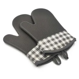 Silicone Oven Gloves Microwave Oven Mitts Slip-resistant Heat Resistant Bakeware Kitchen Cooking Cake Baking Tools 3 Color Gloves EEA3031