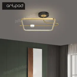 Deckenleuchten Nordische LED-Lampe für Wohnzimmer Flur Porch Balkon Kristall Quadrat Dimmen Anhänger