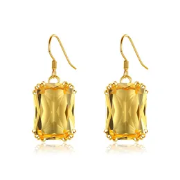 18k cor ouro citrino brincos genuínos 925 prata esterlina brincos de suspensão para mulheres vintage feminino jóias tendência 2022