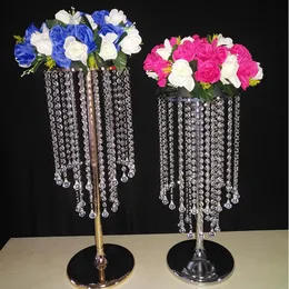 Sprzedaż przez Bulk Musujące Kryształ Clear Garland Żyrandol Wedding Flower Ball Holder Urodziny Party Stół Top Centerpieces