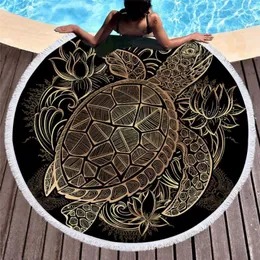 Tryckt stor sköldpadda strandhandduk runt mikrofiber stor filt picknick yoga matta resa solbad badduk