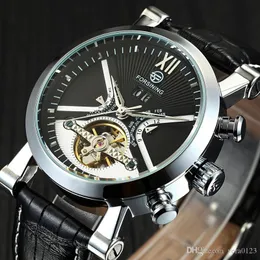 new FORSINING new series of fashion business Rome flywheel automatic mechanical watch men's luxury top brand dresses calendar leather