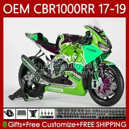 Verkleidungsset für HONDA CBR1000 CBR 1000 RR CC 2017–2019, glänzende grüne Karosserie, 75Nr