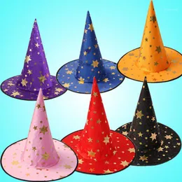 Chapéus de festa 1pc Witch Masquerade Ribbon Wizard Caps Caps Cosplay Acessórios de fantasia Halloween Fancy Decor Supplies1