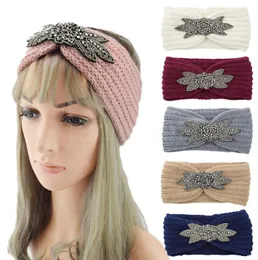 Winter keep warm Six leaf knitting headband women woolen yarn hair band outdoors sports hairband Yoga Head Band Party Favor DB255