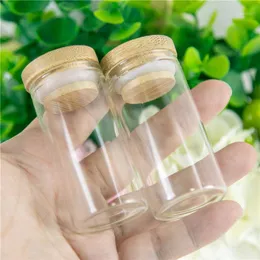Butelki do przechowywania Słoiki 25ml szkło z bambusowym małym przezroczystym przezroczystym mini puste fiolki pakiet prezent na ślub