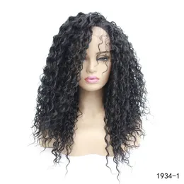Afro Kinky Curly Curly Lacefront Wig Simulação Preta Cabelo Humano Perucas Dianteiras 1934-1