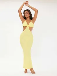 SXY Cut Out Waist Twist Ruched Mermaid Hem Cami Dress SHE