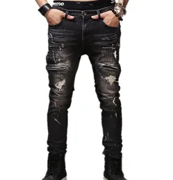 Джинсы мужские Новые модные джинсы с дырками в стиле Робинс, мужские брюки, прямые брюки, дизайнерские, высокого качества 242x