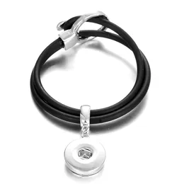 PU Leather Rope Band Bracelet fit 18mm Snap Button charms Bracelet Bangle Jewelry for women men S135