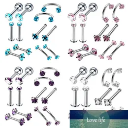 12 sztuk Zestawy Ze Stali Nierdzewnej Anti Allergy Osobowość Nos Stud Hoop Nozdryl Pierścieni Szpilki Labret Cyrkon Body Piercing