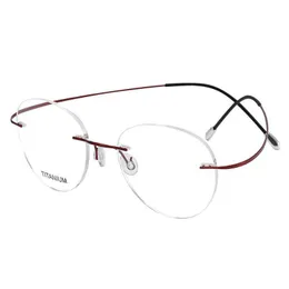 ファッションサングラスフレームビンテージBチタンラウンドグラスフレーム女性デザインリムレス光学処方眼鏡男性アイウェア1