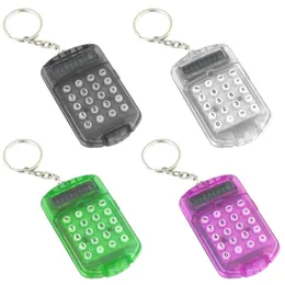 Snabb DHL Gratis frakt 100st Fashion Cute Mini Pocket Calculator KeyRing Nyckelring Ring Blandade slumpmässiga färger