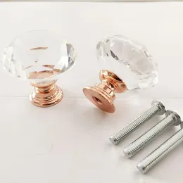 30mm Diamond Crystal Door Knobs Glass Drawer Knobs Kitchen Cabinet Furniture Handle Knob Screw Handles and Pulls Home Hardware EEF4787