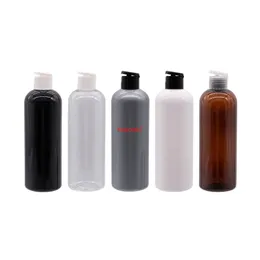 12pcs 300ml Plastic Flip Top Cap Cosmetic Bottles For Liquid Soap Shower Gel Refillable Shampoo Container Gray Skin Care Bottlehigh qualtity