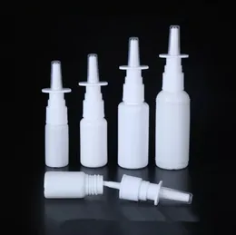 DHgate Freeship Boston Round 5ML 10ML 15ML 20ML 30ML 50ML White PE Soft Plastic Nasal Mouth Spray Bottle With Straight Fine Mist Spray Lid Wholesale