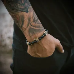 Mcllroy Bracelets marka modna korona urok mężczyzn bransoletki z kamienia naturalnego koraliki kobiety mężczyźni biżuteria pulseras mujer cz biżuteria Y200730