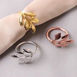 Fall Leaves Servett Ringar Chopening Bangle Metal Servetthållare Bröllop Gifts Dop Dusch Party Decor