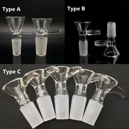 Peças de tigela de vidro masculino de 14 mm Cachimbo de água 3 tipos de junta de funil Downstem Acessórios para fumar Cabo Bong Oil Dab Rigs