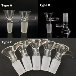 14mm 남성 유리 그릇 조각 물 담뱃대 3 가지 유형의 깔때기 조인트 다운 스템 흡연 액세서리 핸들 파이프 봉 오일 Dab Rigs