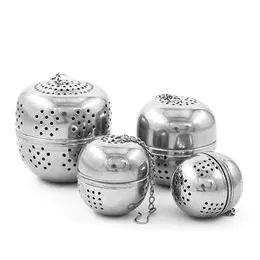 Rostfritt stål äggformade te bollar Tea infuser mesh filter sil som låser lös te blad krydda boll med repkedja krok infusor de te de bolas de malla