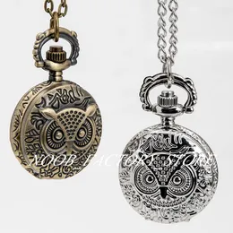 New Quartz Vintage Small Owl Retro Flip Pocket Watches Female Necklace Sweater Chain Fashion Student Watch Gift Watch