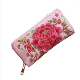 Hot Sale Women Fashion Single Pull Embroidery Ethnic Style Wallet Card Bag Coin Bag