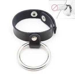 Penis Ring with Leather Scrotum Bondage Straps Adjustable Delay Cock Ring Penis Retarded Ejaculation Sex Toys for Men