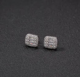 Ny stil zircon guldpläterad stud örhängen, snygga och enkla fyrkantiga hip-hop örhängen, mode billig diamant örhänge1516