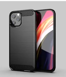 Osłona szczotkowanego włókna węglowego SOLF TPU TPU Case Pokrywa dla iPhone 12 Mini 11 Pro Max Samsung S20 Plus Ultra A42 A51 A71 5G