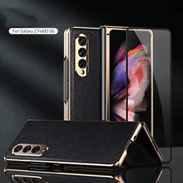 Für Samsung Galaxy Z Fold 3 W22 Ultradünne, klappbare Rückseite, stoßfeste Handyhüllen mit Bildschirmschutz