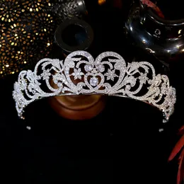 European Bride Princess Diana Crown Crystal Headband Jewelry Wedding Accessories Bridal Headdress Tiaras Zircon crown Headpieces275b