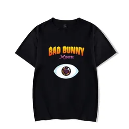 Rapper Bad Bunny T-shirty Męskie T-shirt Hip-Hop Men Drukuj Bawełniany rękaw