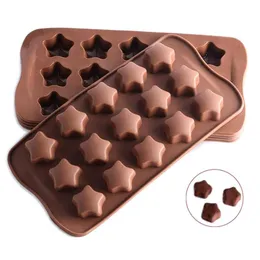 シリコーンケーキ型DIYベーキングツール15キャビティスター型ベーキングモールドシリコーンチョコレート型ケーキデコレーションペストリーツール