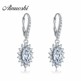 AINOUSHI Edlen Schmuck Marquise Cut 1,2 ct Weiß Sona Simulierte Frauen Verlobung Ohrring 925 Sterling Silber Hochzeit Schmuck Geschenk Y200107