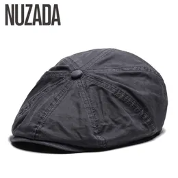 Nuzada Estilo Britânico Flat Cap Caps Caps Algodão Mulheres Homens Unisex Beret Bonés Primavera Outono Retro Cor Sólida Boina Y200110