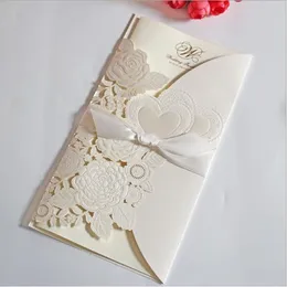 Wedding Invitations European Style Personalized Creative Wedding Invitations Custom White Red Gold Hollow Invitation Blank Inside 313W