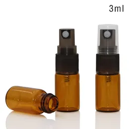 Amber Glass Bottle 3ml 5ml 10 ml Spray Flaskor med Svart Fine Mist Pump Sprayer