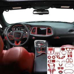 ABS Interior Decoration Kit Trim Dcoration 27PC for Dodge challenger 2015 UP Auto Interior Accessories Red Carbon Fiber