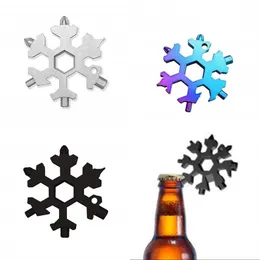 18 In 1 Snowflake Wrench EDC Tool Gear Stainless Steel Outdoors Multi Function Bottle Opener Key Chain Colourful Screwdrivers Portable 4tp M