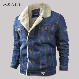 Winter Warm Fleece Denim Jackets Mens Casual Pilot Bomber Cowboy Jacket Coat Male Wool Liner Fur Thick Jean Outwear Clothing 201123