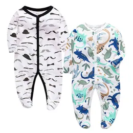 Hot Batch Nyfödda Baby Boys Girls Sleepers Pyjamas Babies Jumpsuits 2 st / Lot Spädbarn Långärmad 0 3 6 9 12 månader Kläder G1221