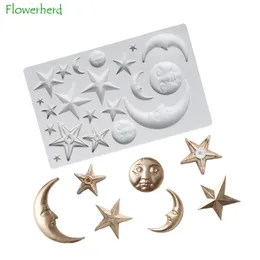 Moon Star Sun Silicone Mögel Fondant Cake Mögel Bröllop Dessert Dekorationsverktyg Gumpaste Sugarcraft Choklad Pastry Bakning Mote T200703