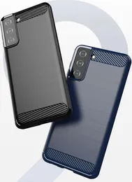 Carbon Fiber Solf TPU Gummi Telefonkåpa Fodral för Samsung S21 Plus S30 A12 A32 A02S A52 MOTO G9 POWER E7 2020