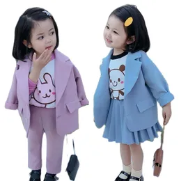 아기 소녀 양복 여자 겉옷 + 바지 2pcs 옷을위한 달콤한 공주 의류 세트 211224