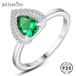 Jellystory 925 الفضة سيدة الدائري المألوف قطرة الماء شكل عالية الجودة الزمرد خواتم الحلي ل حفل زفاف هدية 3 ألوان Y200321