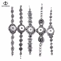 Charm Bracelets RoyalBeier 5pcs/lot Est Design 18mm Snap Button Bracelet Stainless Steel Love Flowers Charms DIY For Women SZ0563