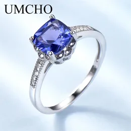 UMCHO Tansanit Edelstein Ringe für Frauen 925 Sterling Silber Ring Geburtsstein Verlobung Hochzeit Romantischer Valentinstag Schmuck Neu Y200321