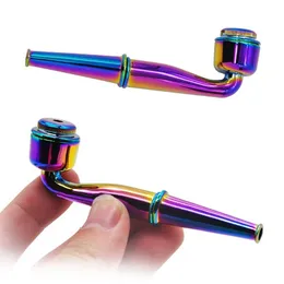 4 Colors New Streamlined Colorful Smoking Pipes Multi-color Removable and Washable Metal Pipe With Cap Free Delivery